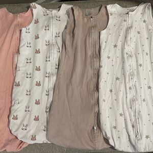 Charming Baby Sleep Sack Set in Pink, Taupe, and White